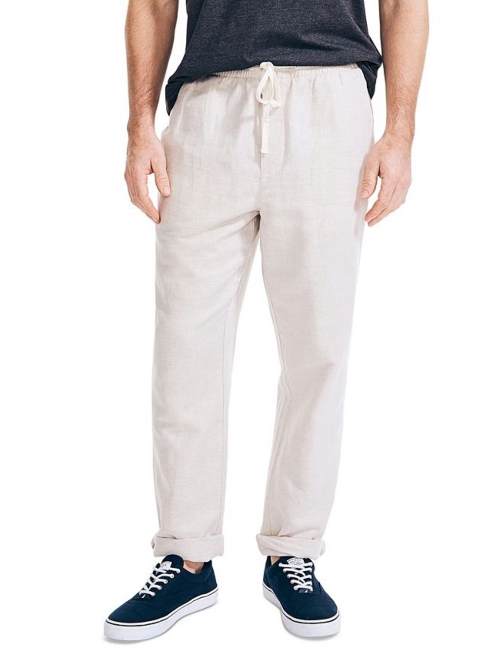 Nautica Classic Fit Linen Pants Sz L Resortwear Minimalist Loungewear Travel